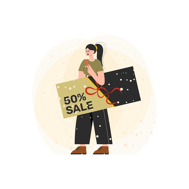 Ilustración de concepto de vale de regalo de compras