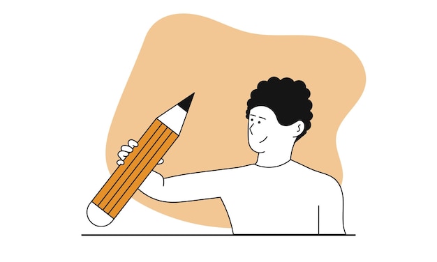 Ilustración de concepto de vector de aprendizaje de hombre Educación en línea y estudio de estudiantes