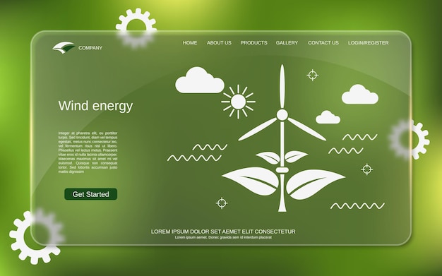 Ilustración del concepto de vector de energía eólica