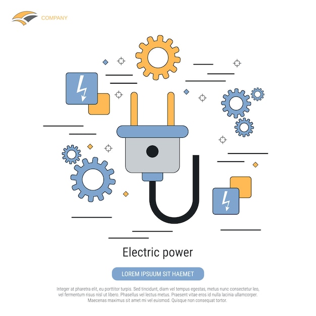 Ilustración de concepto de vector de estilo de contorno plano de energía eléctrica