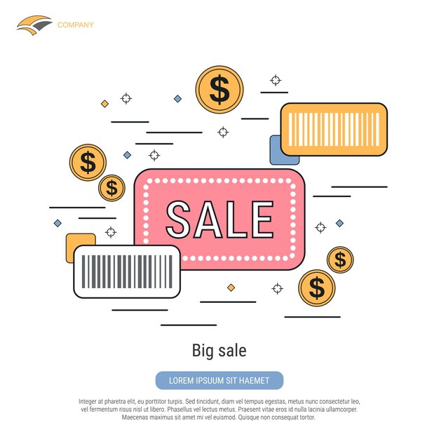 Ilustración de concepto de vector de estilo de contorno plano de gran venta