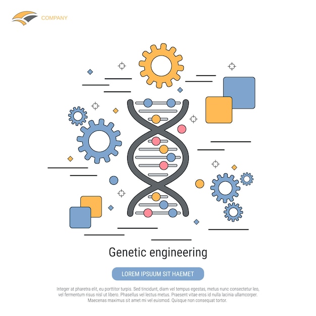 Ilustración de concepto de vector de estilo de contorno plano de ingeniería genética