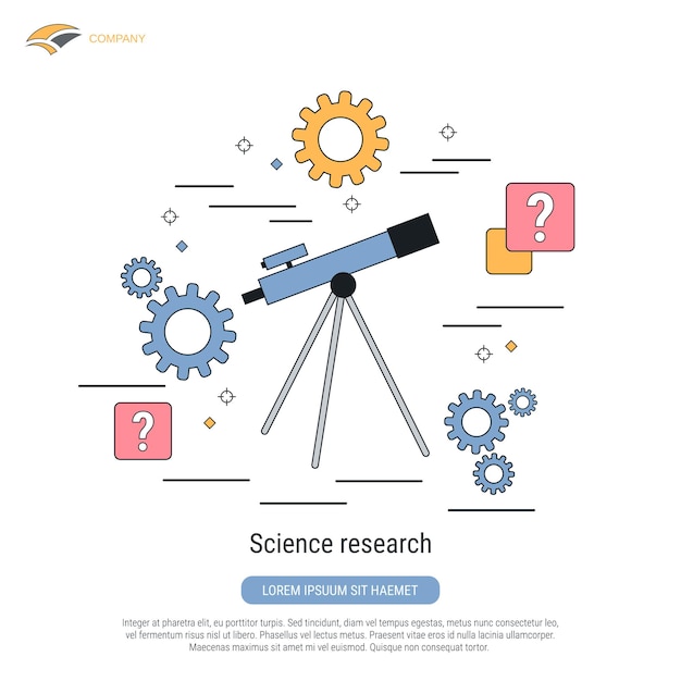 Ilustración de concepto de vector de estilo de contorno plano de investigación científica