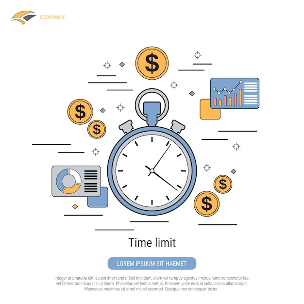 Ilustración de concepto de vector de estilo de contorno plano de límite de tiempo