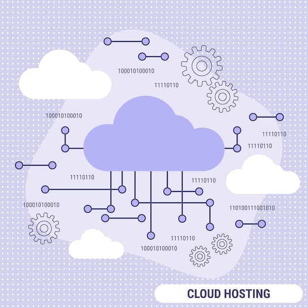 Ilustración de concepto de vector de estilo de diseño plano de alojamiento en la nube