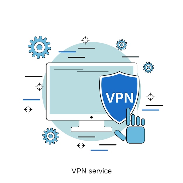 Ilustración de concepto de vector de estilo de diseño plano de servicio VPN