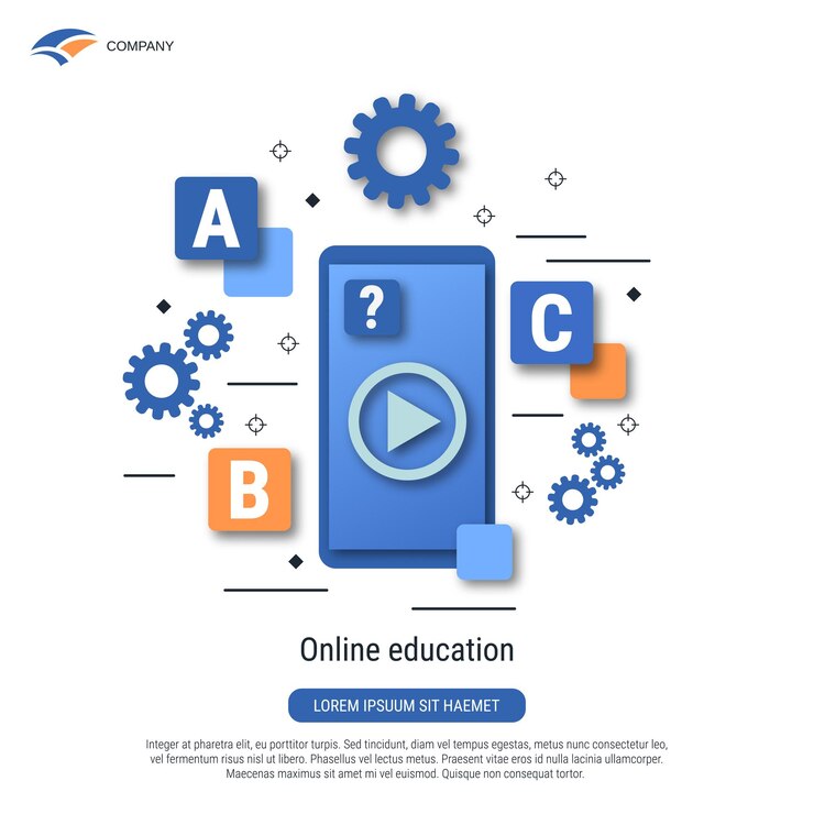 Vector ilustración del concepto de vector de estilo plano de la escuela web de aprendizaje electrónico en línea
