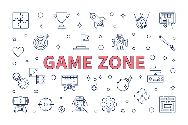 Ilustración de concepto de vector de game zone en estilo de línea fina