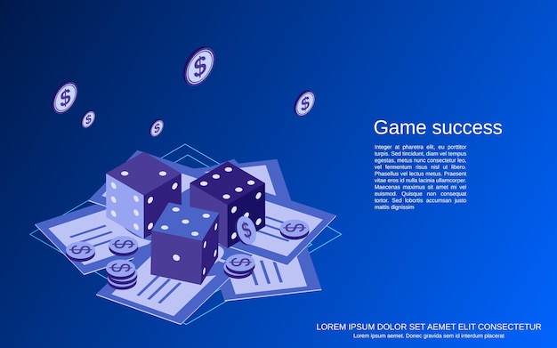 Ilustración de concepto de vector isométrico 3d plano de éxito del juego