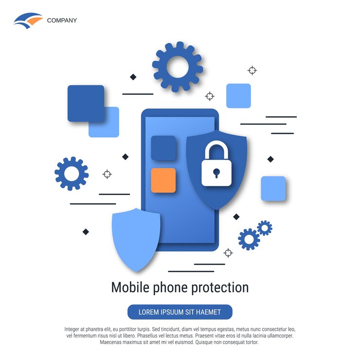 Vector ilustración del concepto de vector plano de control de la cuenta de seguridad de la computadora de protección de teléfonos móviles