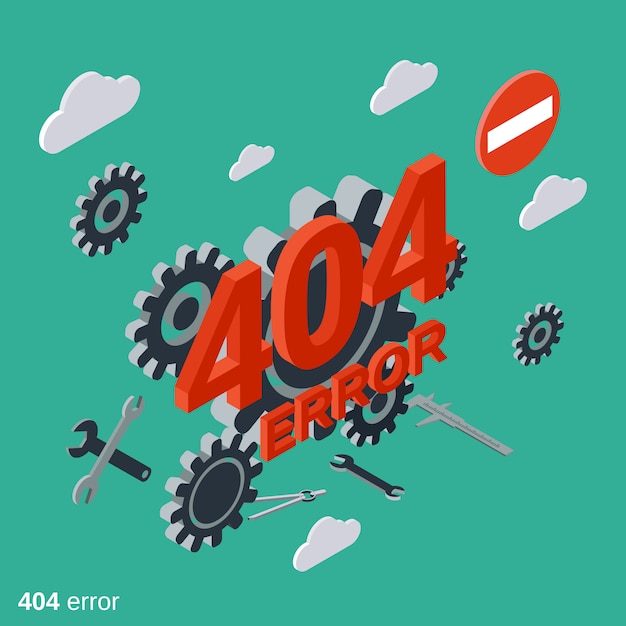 Ilustración de concepto de vector plano isométrico 404 error ilustración