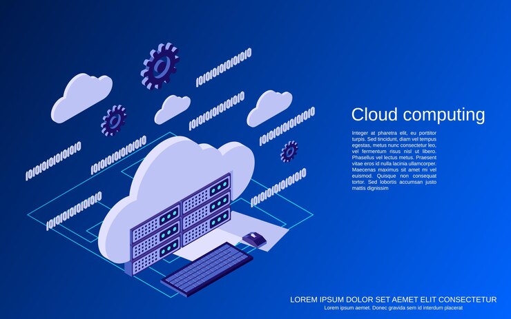 Vector ilustración de concepto de vector plano isométrico de computación en la nube