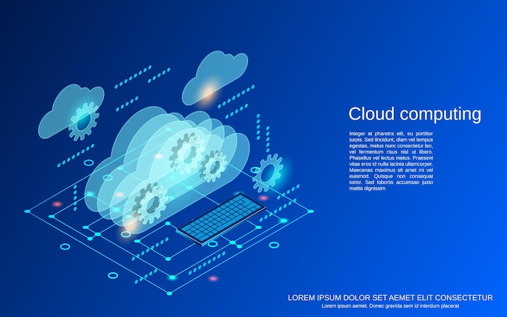 Vector ilustración de concepto de vector plano isométrico de computación en la nube