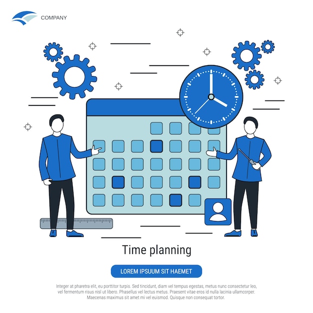 Ilustración del concepto vectorial de estilo de diseño plano de planificación de tiempo