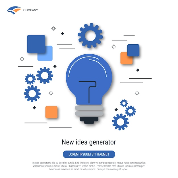 Ilustración del concepto vectorial de estilo plano de inicio del nuevo generador de ideas