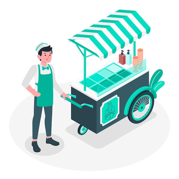 Ilustración de concepto de vendedor de helados