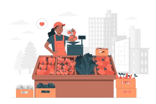 Ilustración de concepto de vendedor de verduras