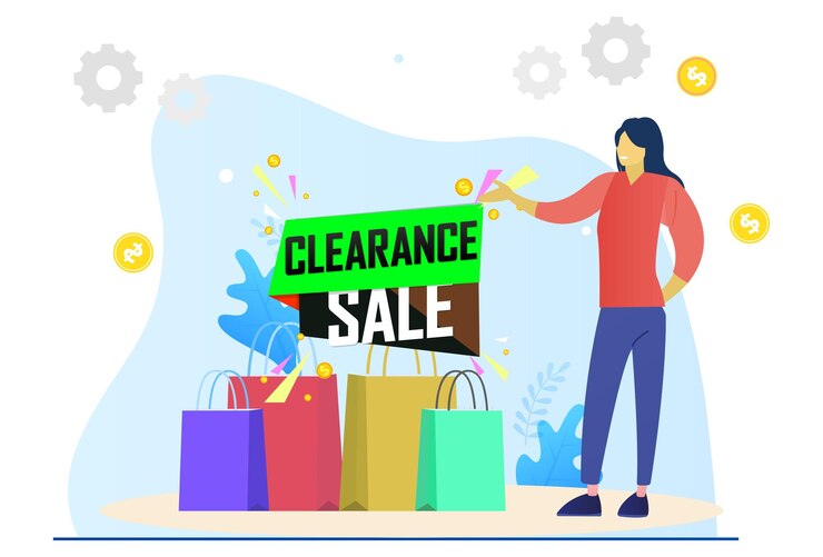 Vector ilustración del concepto de venta de despeje elegante y hermosa