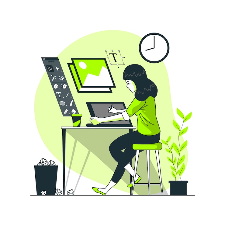 Vector ilustración del concepto de vida del diseñador