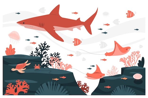 Ilustración del concepto de vida submarina