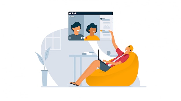Ilustración del concepto de video llamada de conferencia