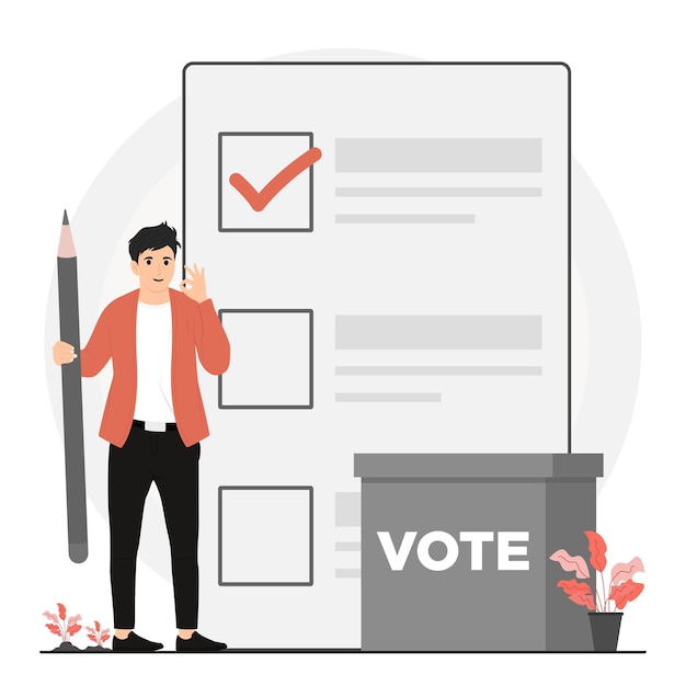 Ilustración del concepto de votación de las elecciones de vector plano