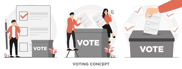 Ilustración del concepto de votación de las elecciones de vector plano