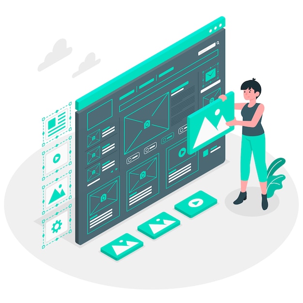 Ilustración del concepto de wireframing