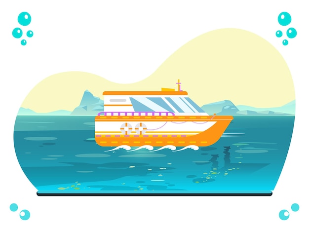 Ilustración del concepto del yate elegante y hermosa