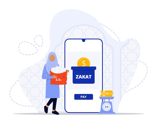 Vector ilustración del concepto de zakat en línea