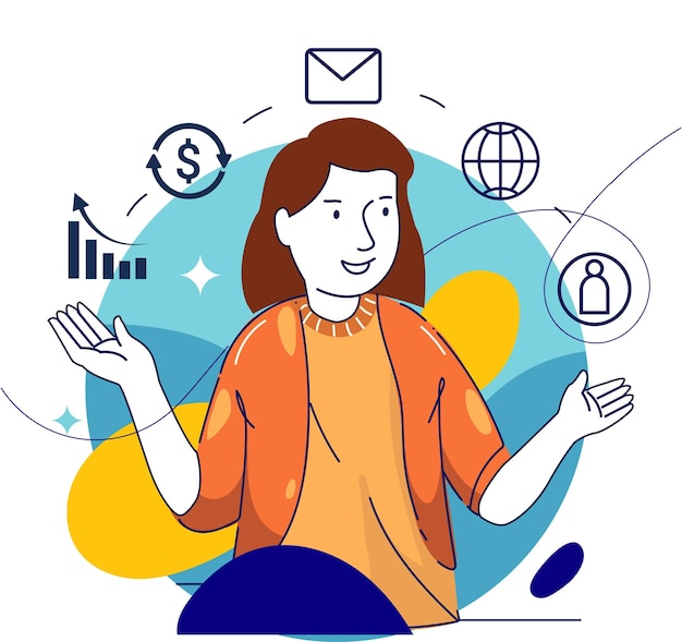 Ilustración de conceptos de marketing digital Ilustración moderna de diseño plano del análisis de datos