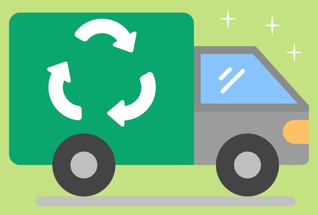 Ilustración conceptual del camión de reciclaje elegante y hermosa