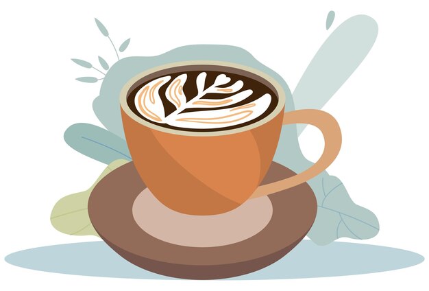 Ilustración conceptual del capuchino elegante y hermosa