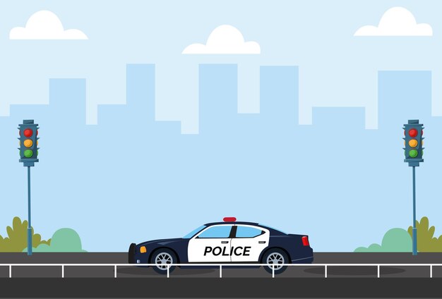 Ilustración conceptual del coche de policía elegante y hermosa