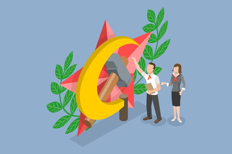 Vector ilustración conceptual del comunismo en vector plano isométrico 3d