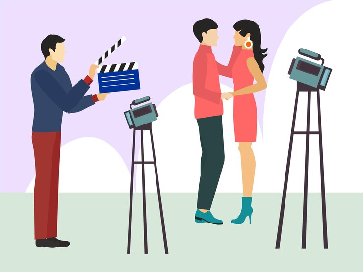 Vector ilustración conceptual de corte de película elegante y hermosa
