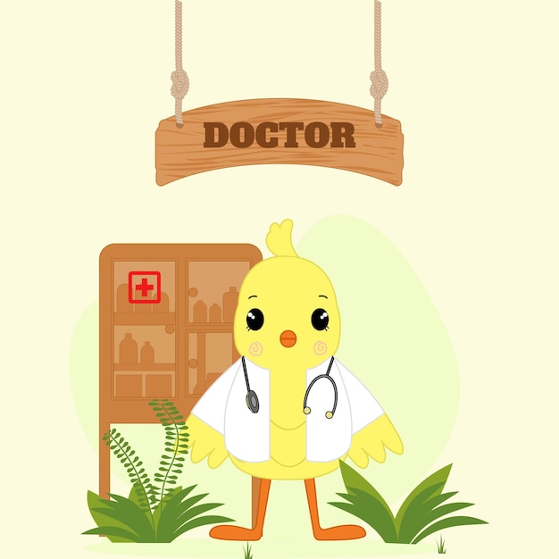 Ilustración conceptual de Doctor Bird Arte vectorial de carreras animales para niños