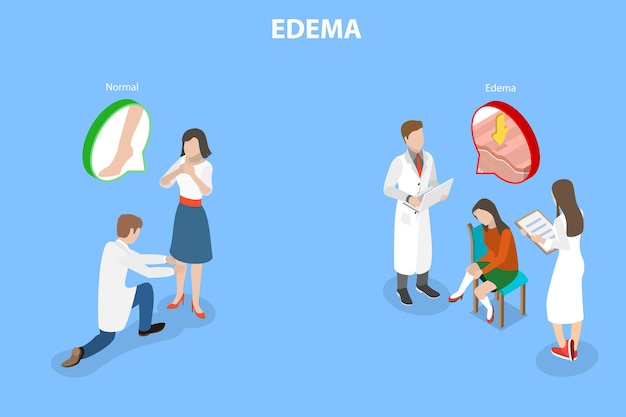 Vector ilustración conceptual de edema por vector plano isométrico en 3d