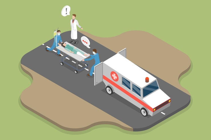 Vector ilustración conceptual de emergencia de vector plano isométrico 3d