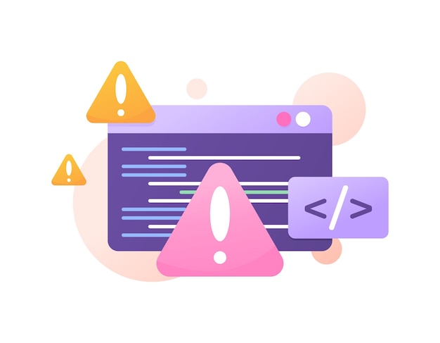 Ilustración conceptual de un error de programa o advertencia de que se ha producido un error en el sistema