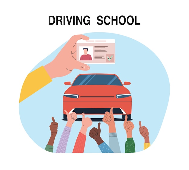 Ilustración conceptual de la escuela de conducción Ilustración vectorial