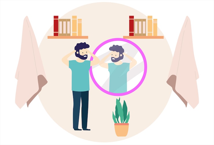 Vector ilustración conceptual del espejo bucal elegante y hermosa