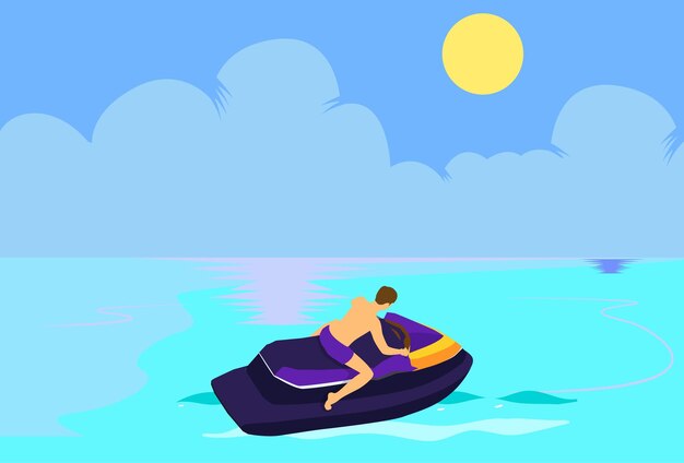 Ilustración conceptual de esquí de agua elegante y hermosa