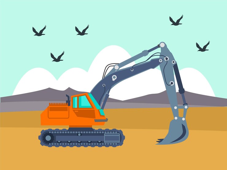 Vector ilustración conceptual de la excavadora elegante y hermosa