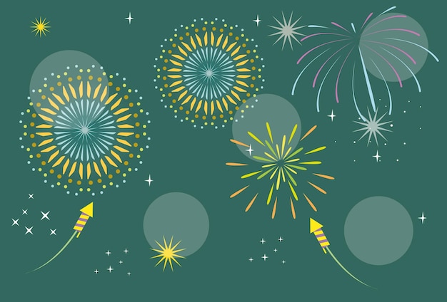 Ilustración conceptual de fuegos artificiales elegante y hermosa