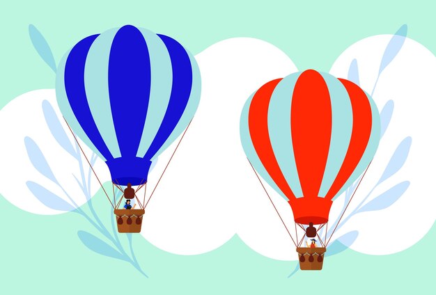 Ilustración conceptual del globo de aire caliente elegante y hermosa