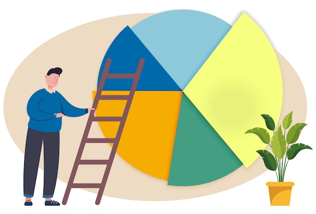 Ilustración conceptual del gráfico de pastel de mercado elegante y hermosa