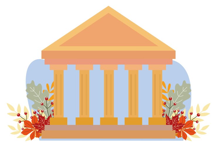 Vector ilustración conceptual griega del templo elegante y hermosa