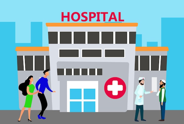 Ilustración conceptual del hospital elegante y hermosa