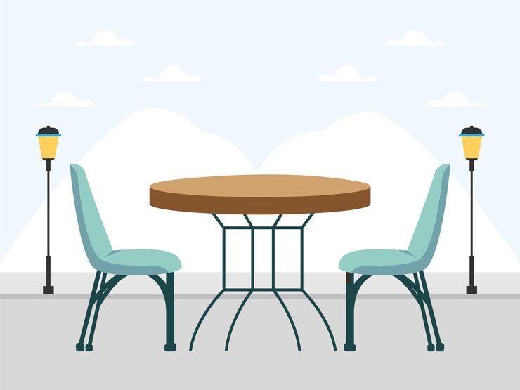 Vector ilustración conceptual de la mesa del patio elegante y hermosa